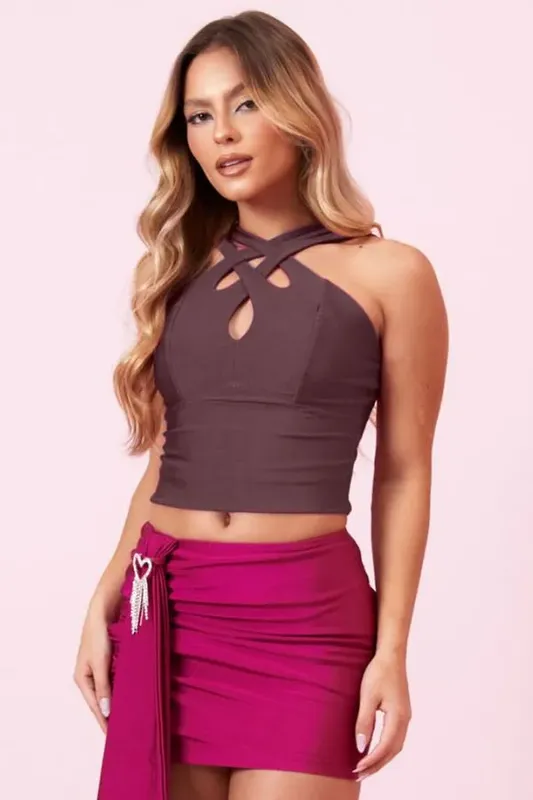 Blusa Feminina Up Glam Alça Transpassada Planet Girls Rosa GG