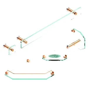 Kit De Acessórios Para Banheiro Blinglass 05 Peças De Canto Vidro Incolor Rosê (MP)