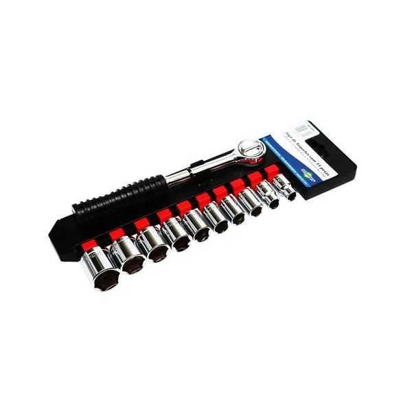 Jogo de Soquetes com Catraca 3-8 11 Peças em Aço Carbono Preto Brasfort Jogo de Soquetes com Catraca 3-8 11 Peças Preto em Aço Carbono Brasfort