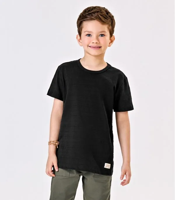 Camiseta Infantil Masculina Meia Malha Trick Nick Preto 1