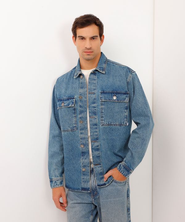 jaqueta oversized jeans bourbon azul GG