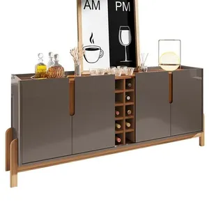 Buffet Aparador Lizz 190cm 4 Portas Com Adega Cinza Pérola-cedro - Casa D Cinza Pérola-cedro