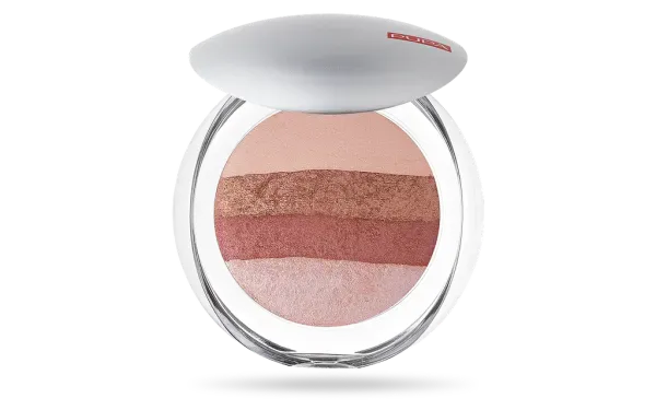 Blush em pó iluminador Pupa Luminys Baked All Over - Stripes Rose
