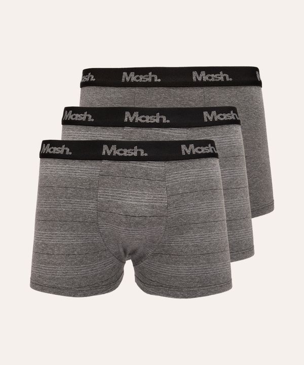 kit de 3 cuecas boxer listras mash cinza mescla escuro P