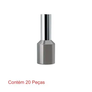 Terminal Pré-Isolado Tubolar Simples Para Fios e Cabos de 4,0mm² Cinza 20 Peças - Sforplast (MP)