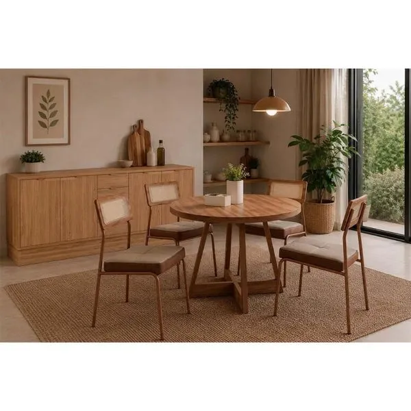 Mesa Sala Jantar Átria 100cm + 4 Cadeiras Lux Rose Carraro