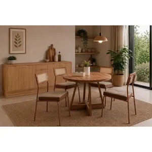 Mesa Sala Jantar Átria 100cm + 4 Cadeiras Lux Rose Carraro