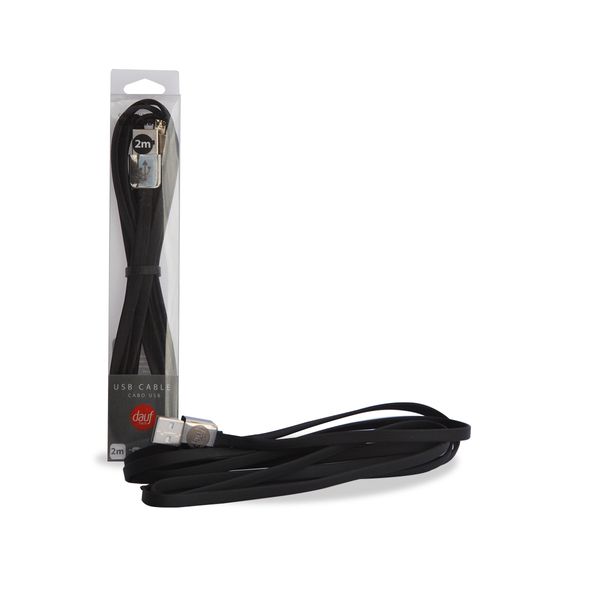 Cabo Microusb V8 Dauftech Preto 2 Metros