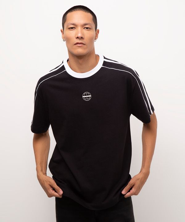 camiseta de algodão manga curta worldwide preto P