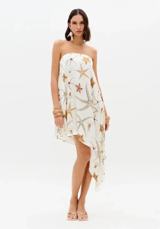 Vestido Sem Alças Assimétrico Branco GG