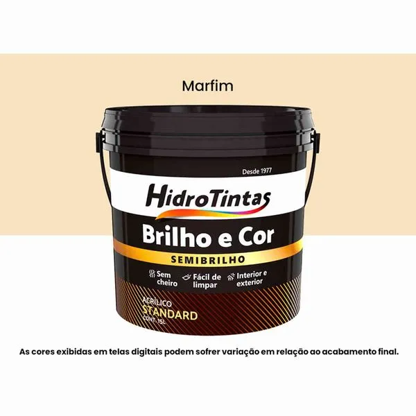 Tinta Acrílica Standard Semibrilho 15L Brilho E Cor Hidrotintas Marfim (MP)