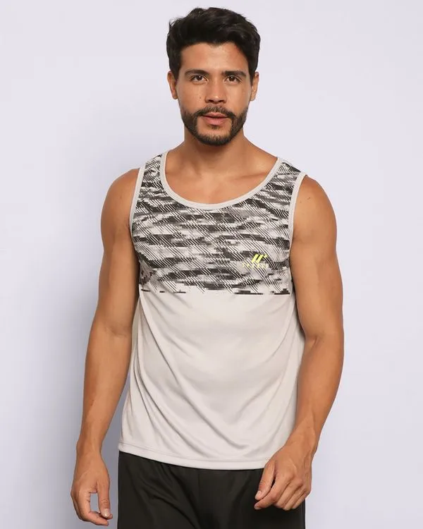 Regata Esportiva Masculina Dry Fit Estampa Cinza G