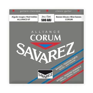 Encordoamento Violão Nylon Alliance Corum 500ARJ Híbrido Tensão Alta Linha Vermelha e Azul Savarez Encordoamento Violão Nylon 500ARJ Alliance Corum Híbrido Savarez