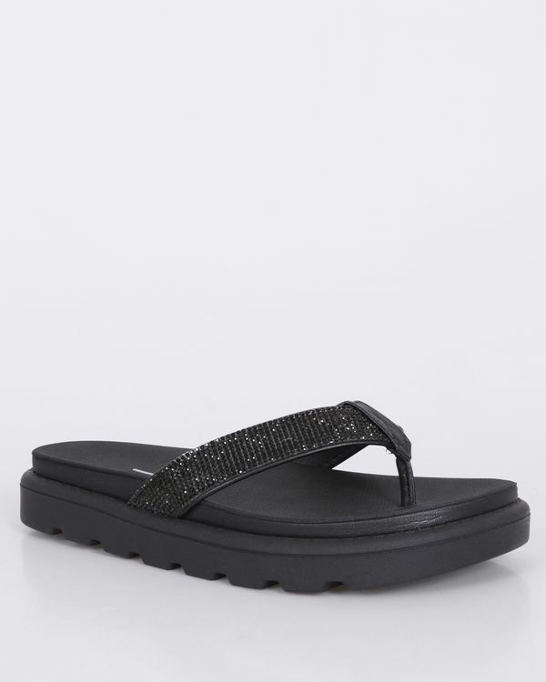 Sandália Rasteira Feminina Vizzano Flatform Com Strass Preta 36