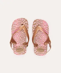 chinelo havaianas infantil baby com elástico animal print rose 19