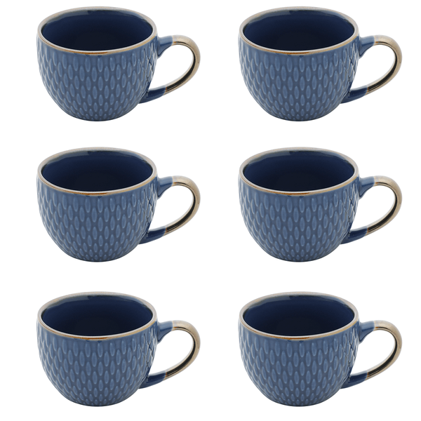 Jogo de Xícaras para Café Bon Gourmet Azul, 6 Peças, Porcelana - 27606