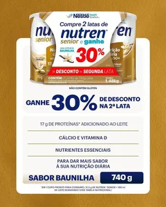 Kit Complemento Alimentar Nutren Senior Baunilha 1,48kg Ganhe 30% de Desconto na Segunda Lata