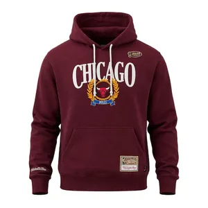 Blusão de Moletom Com Capuz NBA Chicago Bulls Collegiate Bordô - Masculino