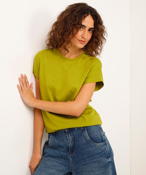 blusa de algodão manga curta verde PP