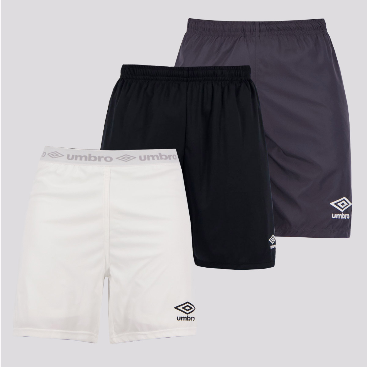 Kit Calção Umbro TWR Preto Chumbo e Branco