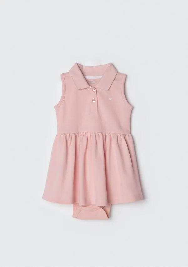 Body Vestido Bebê Menina Gola Polo Hering Kids - Rosa 24M
