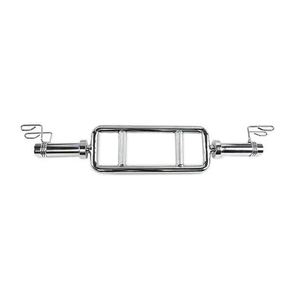 Barra H para Musculação Cromada com Presilha Olímpica para Fortalecimento Muscular Prata Kikos Barra H Cromada com Presilha Olímpica para Treinos Funcionais Prata Kikos