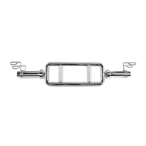 Barra H para Musculação Cromada com Presilha Olímpica para Fortalecimento Muscular Prata Kikos Barra H Cromada com Presilha Olímpica para Treinos Funcionais Prata Kikos