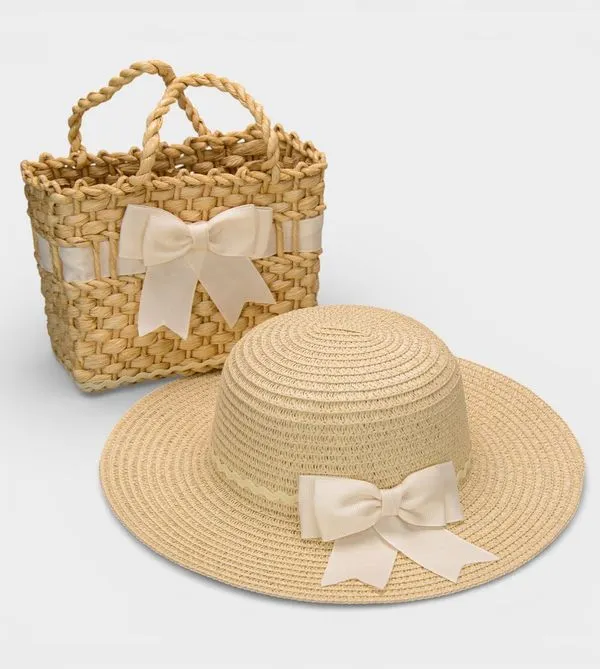 Bolsa de Palha com Chapéu Laço Off White Off White