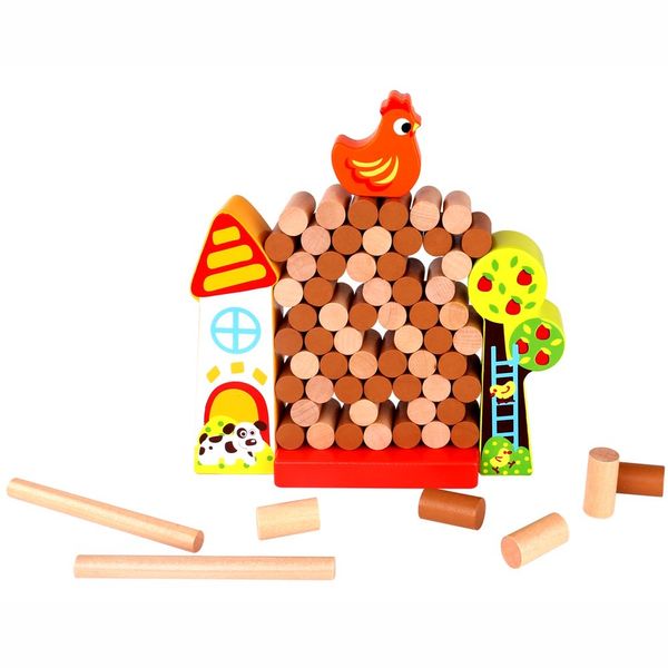 Jogo de Equilíbrio Jenga Galinha na Fazenda - Tooky Toy