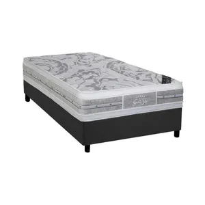 Kit Cama Box Solteiro Molas Ensacadas Látex Plush Euro Pillow Cinza Castor