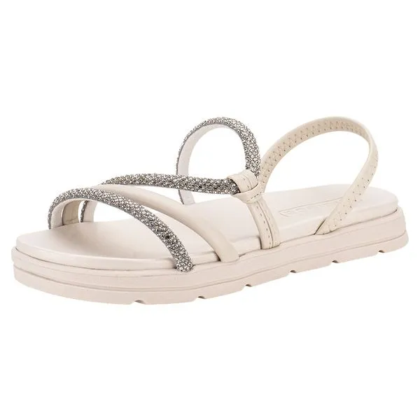 Sandália Feminina Flat Moleca 5490113 MARFIM 37