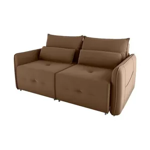 Sofá Cama 2 Lugares Com Almofadas 205cm Celine Veludo Ferrugem Matrix Veludo Ferrugem