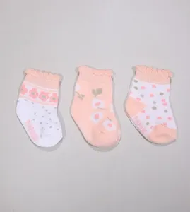 Kit Meia Colorida com 3 Unidades - 300613 Tam. 0 a 15 Salmon - 0 a 15