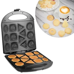 Máquina de Fazer Biscoito Elétrica 1400W com Revestimento Antiaderente para Biscoitos Bolachas Cookies Waffles e Mini Máquina de Fazer Biscoito Elétrica 1400W para Biscoitos Bolachas Cookies Waffles e Mini Cakes 220V