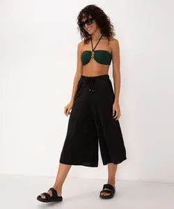 calça transpassada cintura alta preto G