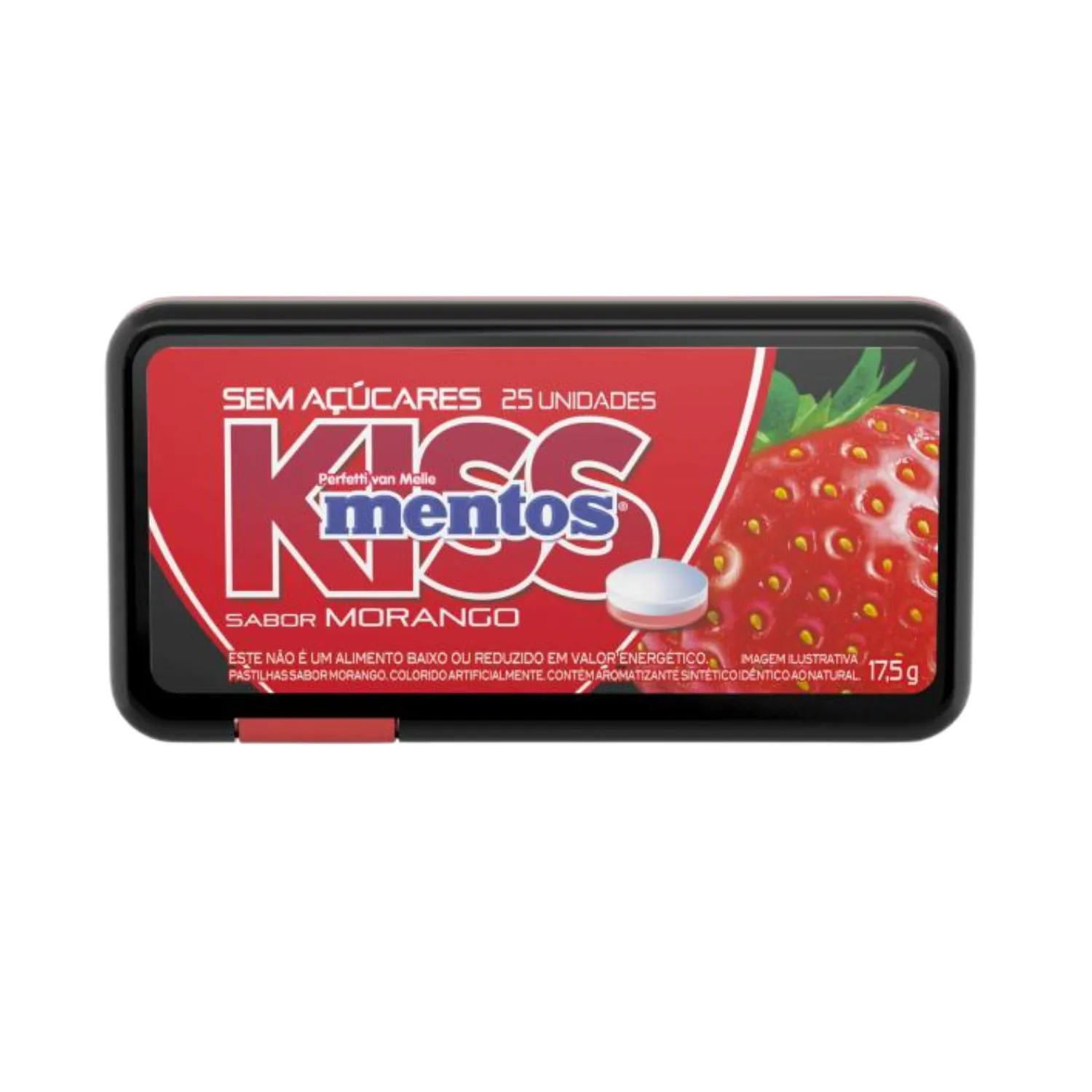 Bala Mentos Kiss Morango Dispenser - Pack 9 Unidades 17,5g