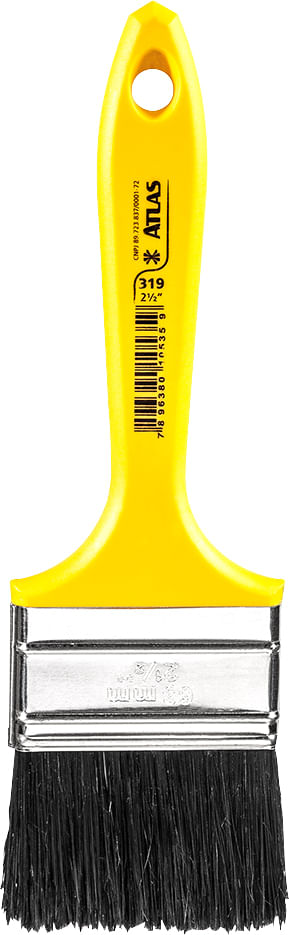 Pincel Cerda Preta 2.1/2" Para Retoques Cabo Amarelo - Atlas