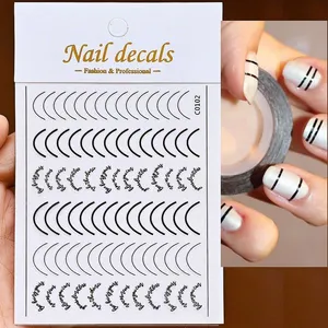Adesivo de Unhas C0102 3D Gradiente Linha Francesa para Nail Art DIY Azul Rosa Roxo Verde OEM Adesivo de Unhas C0102 3D Gradiente Linha Francesa para Nail Art Azul Rosa Roxo Verde OEM
