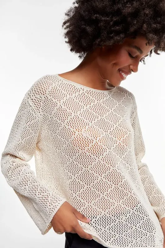 BLUSA TRICOT TELADA BEGE - M