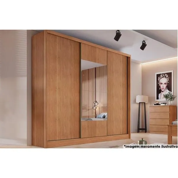 Guarda Roupa Casal 3 Portas Correr c/Esp 6Gavs Arezzo Cumaru N. Horizonte