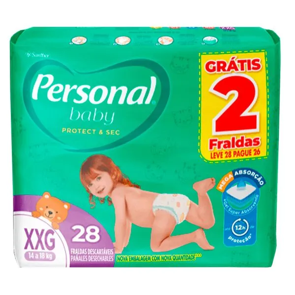 Fralda Personal Soft e Protect Mega XXG 28 Unidades Grátis 2 Tiras
