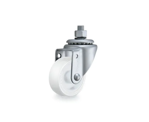 Rodízio giratório leve 2" de nylon branco com rosca GRR 210 NN - ROD-CAR
