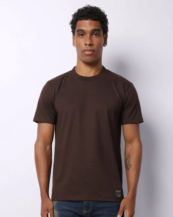 Camiseta Masculina Básica Manga Curta Marrom XGG