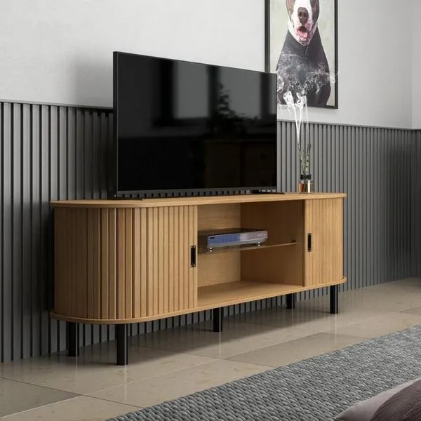 Rack Tv Até 65” Curvo Ripado 2 Portas Ditália R-636 Cor:riviera Riviera