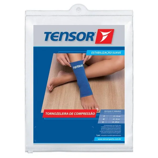 Tornozeleira de Compressão Tensor Preta Tamanho M 1 par