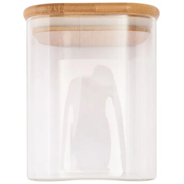 Pote Hermético Quadrado Futuro Com Tampa Vidro E Bambu 650ml 10x10x12cm LM2555FTO - honeyhome