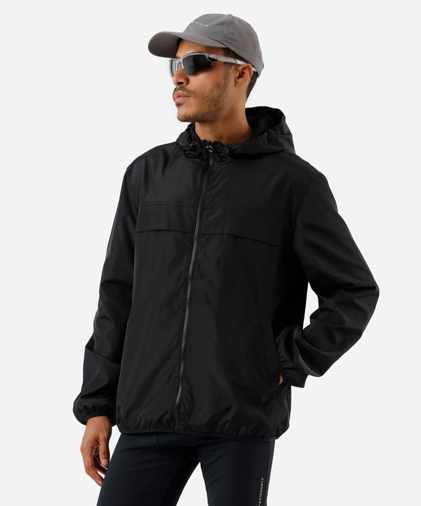 jaqueta masculina corta vento com capuz esportiva preta M