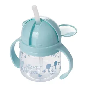 Caneca Treinamento Com Canudo Mickey Mouse Plástico Azul 260ml 17435 - Plasútil