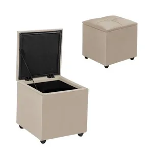 Baú Banqueta Porta Objetos Puff Texas para Organização Revestido em Veludo com Pés Bege TB Ecommerce Baú Banqueta Porta Objetos Puff Texas Revestido em Veludo com Pés Bege TB Ecommerce