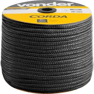 Corda Multifilamento Trançada 8mm x 258m Preta - VONDER